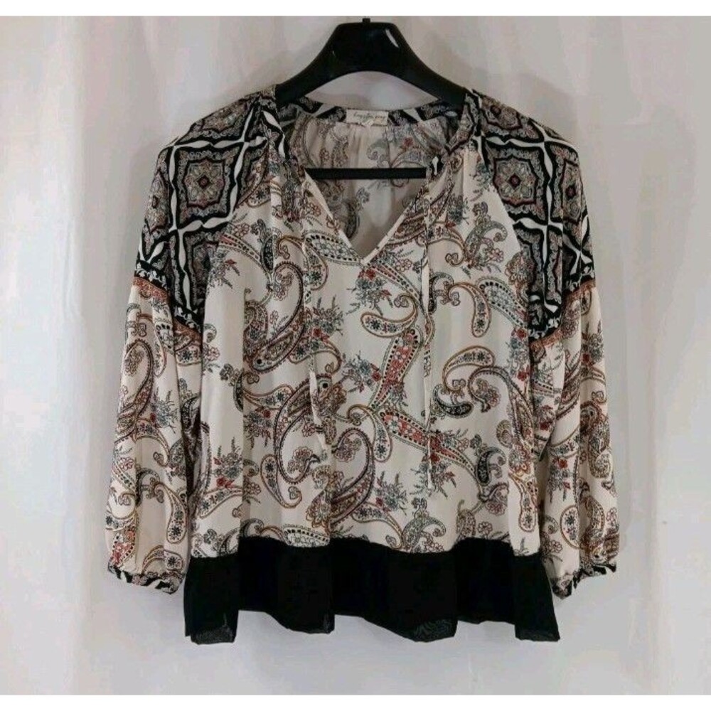 Kingston Grey Blouse women's size Large paisley print multicolor
